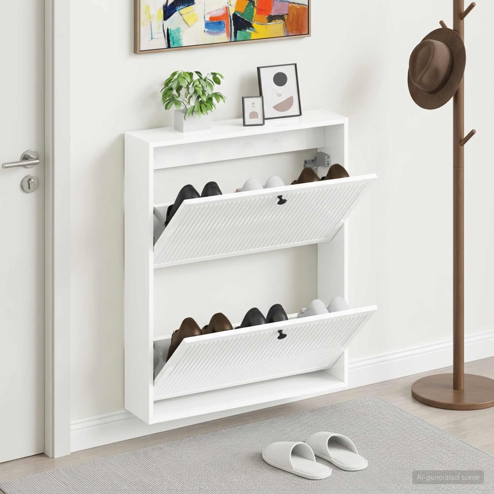 vidaXL Wall-Mounted Shoe Cabinet EDE 71 x 17 x 86 cm Engineered Wood 1