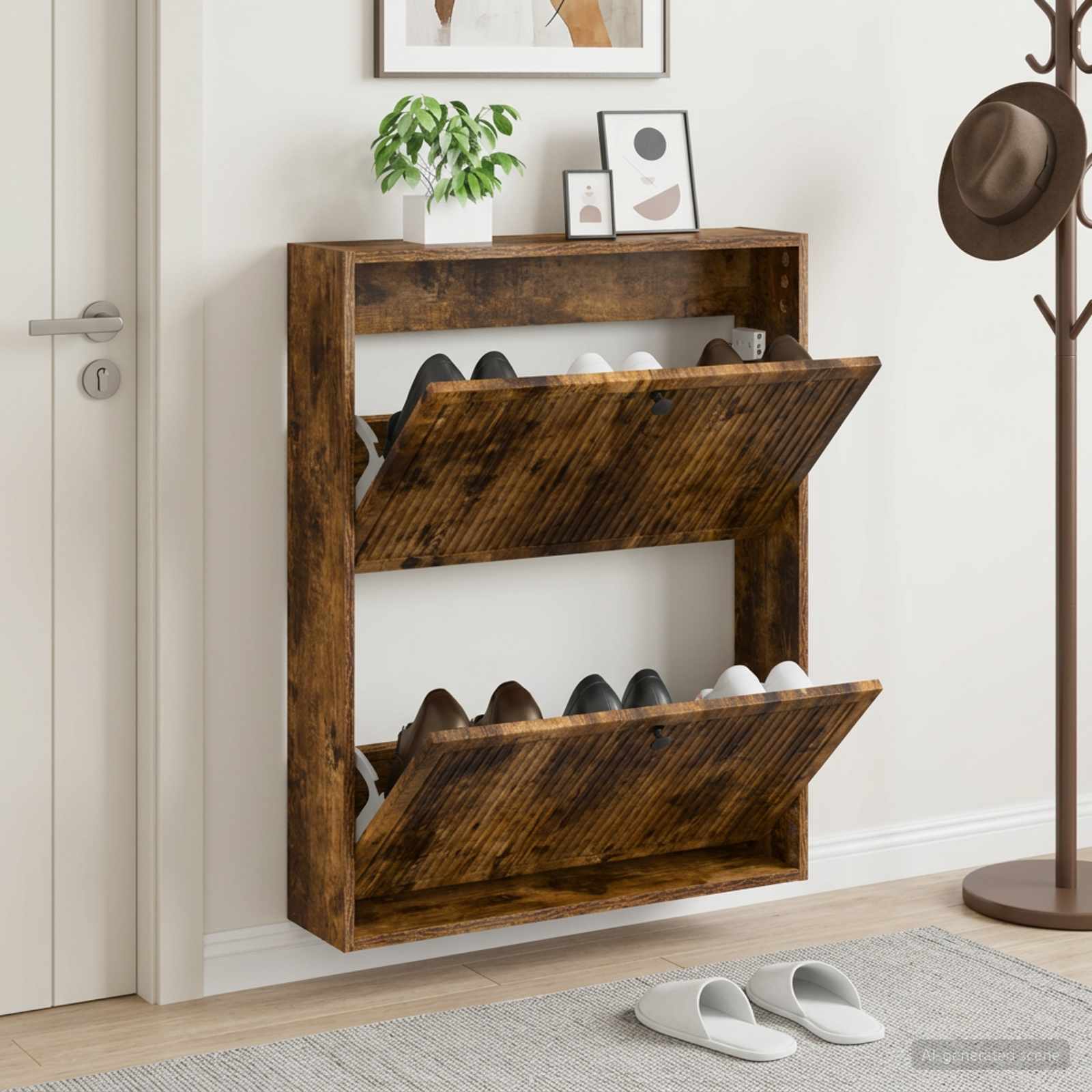vidaXL Wall-Mounted Shoe Cabinet EDE 71 x 17 x 86 cm Engineered Wood 1