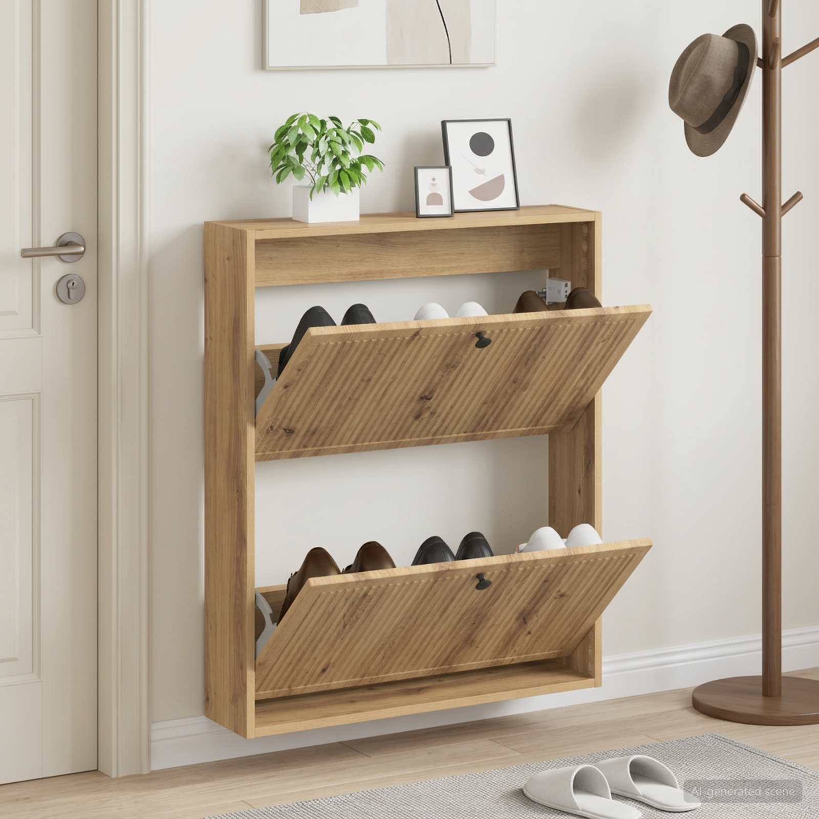 vidaXL Wall-Mounted Shoe Cabinet EDE 71 x 17 x 86 cm Engineered Wood 1