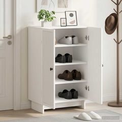 vidaXL Shoe Cabinet EDE 59.5 x 39.5 x 90 cm Engineered Wood White 1