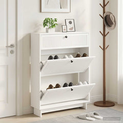 vidaXL Shoe Cabinet EDE 78 x 24 x 103 cm Engineered Wood White 1