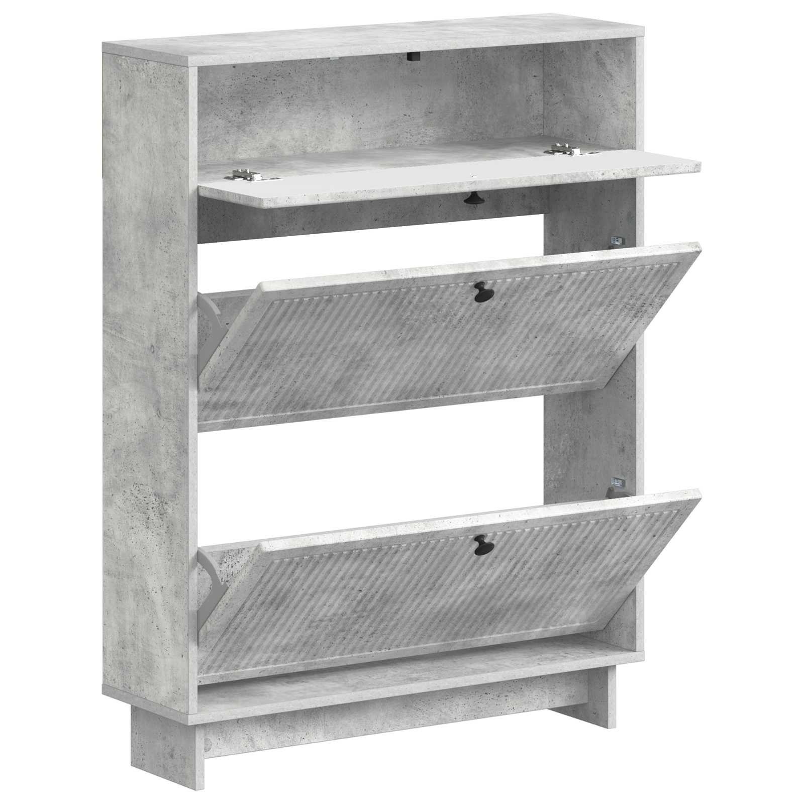 vidaXL Shoe Cabinet EDE 78 x 24 x 103 cm Engineered Wood Concrete Grey 3