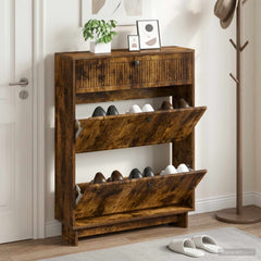 vidaXL Shoe Cabinet EDE 78 x 24 x 103 cm Engineered Wood Smoked Oak 1