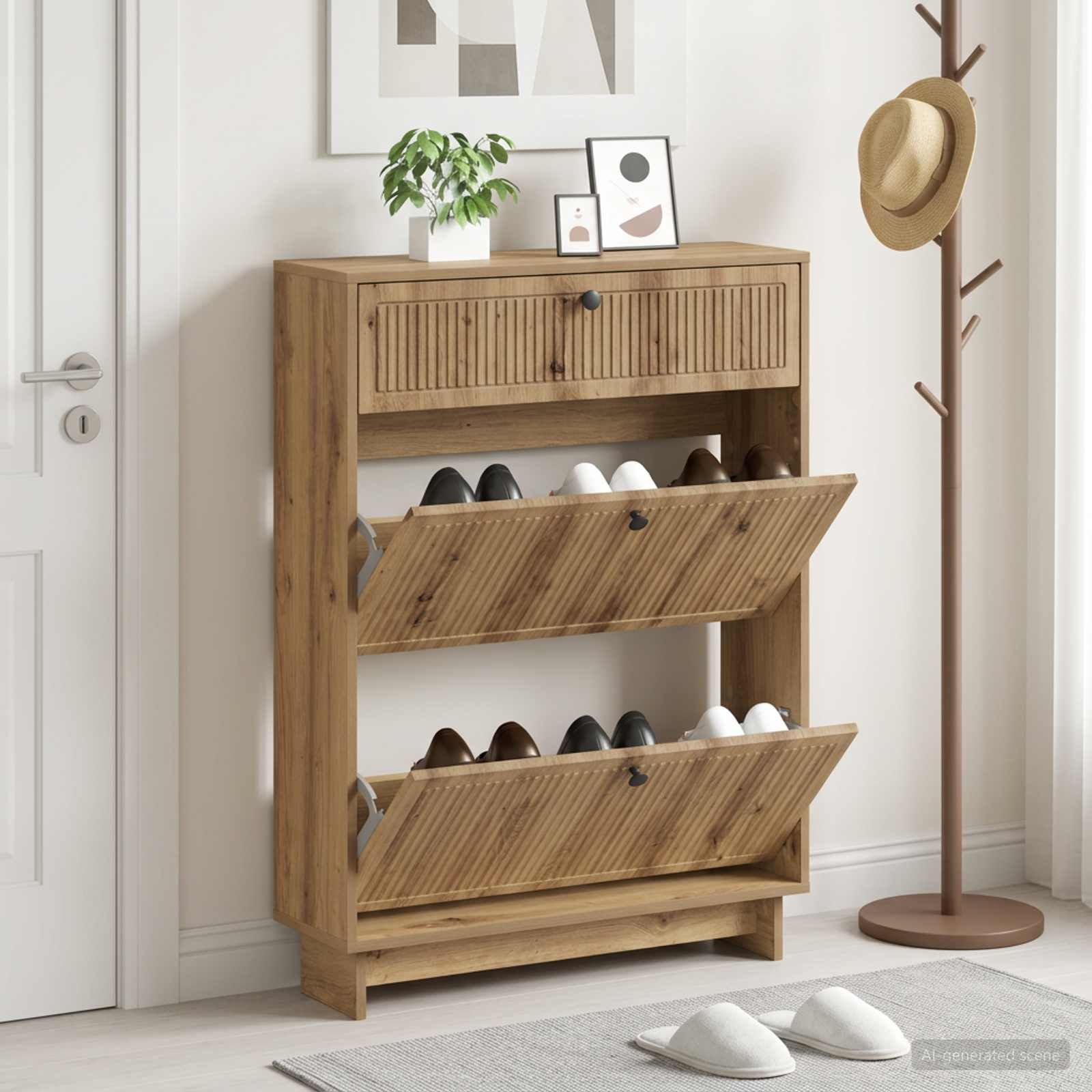 vidaXL Shoe Cabinet EDE 78 x 24 x 103 cm Engineered Wood Artisan Oak 1