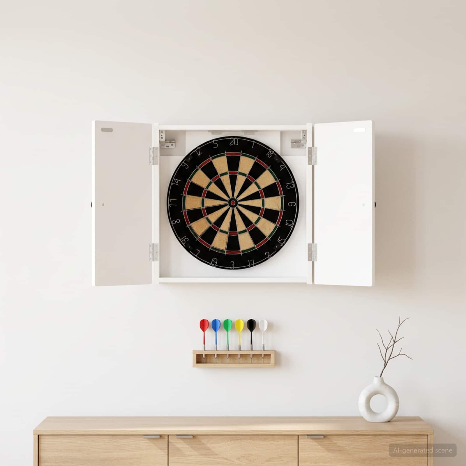 vidaXL Dartboard Cabinet BREDA White 52.5 x 10.5 x 53.5 cm 1