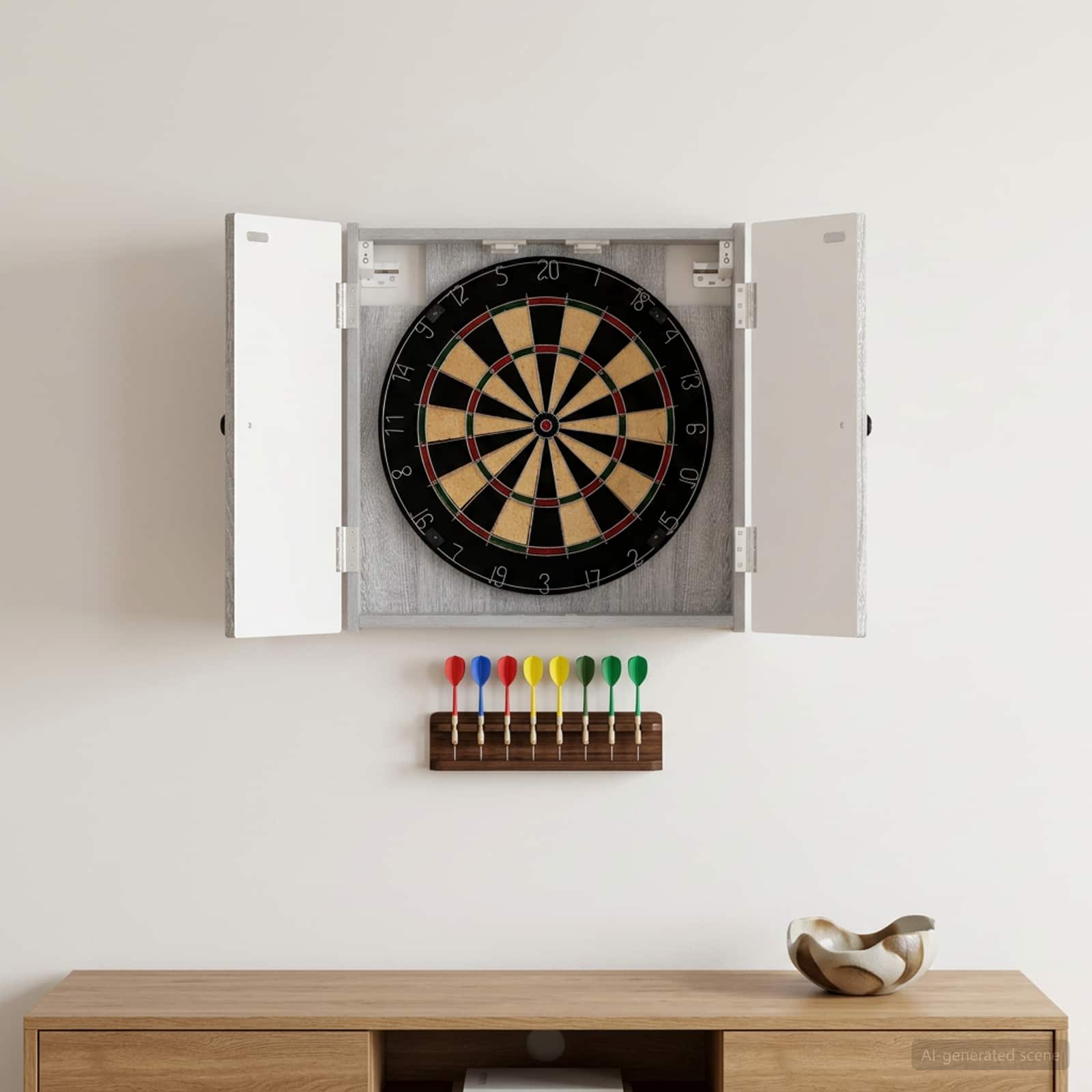 vidaXL Dartboard Cabinet BREDA Grey Sonoma 52.5 x 10.5 x 53.5 cm 1