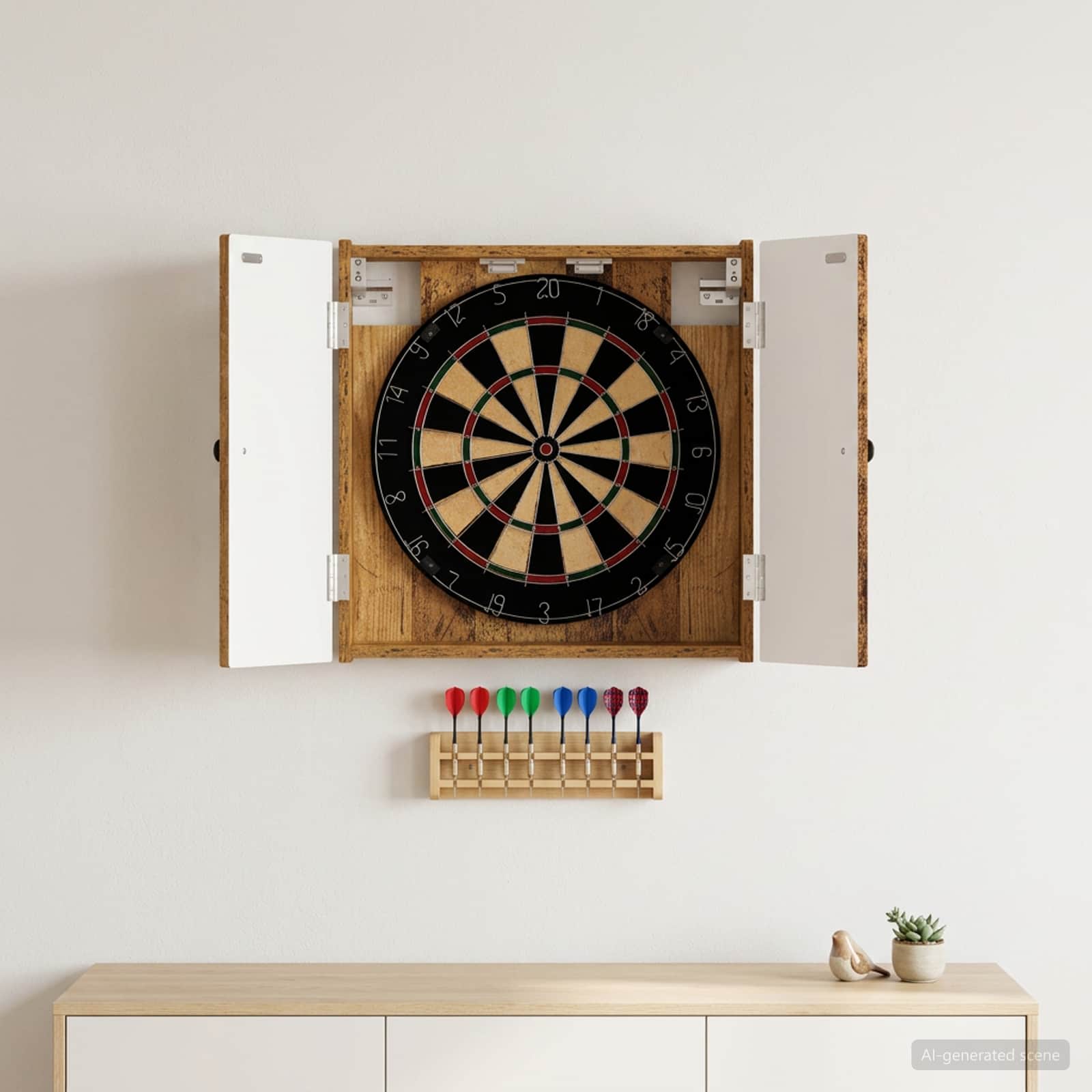 vidaXL Dartboard Cabinet BREDA Old Wood 52.5 x 10.5 x 53.5 cm 1