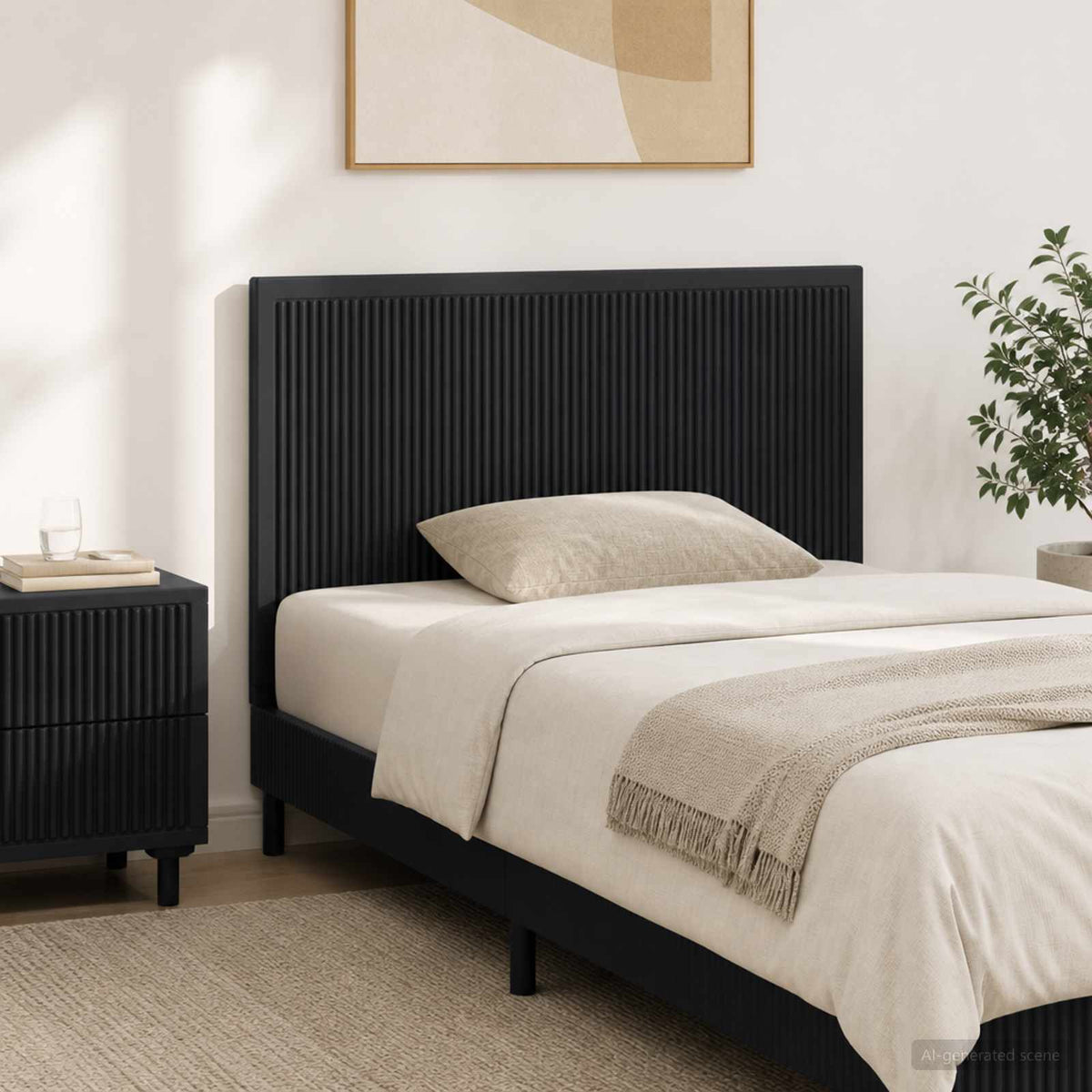 Wall-Mounted Headboard EDE Engineered Wood Width 100 cm Black