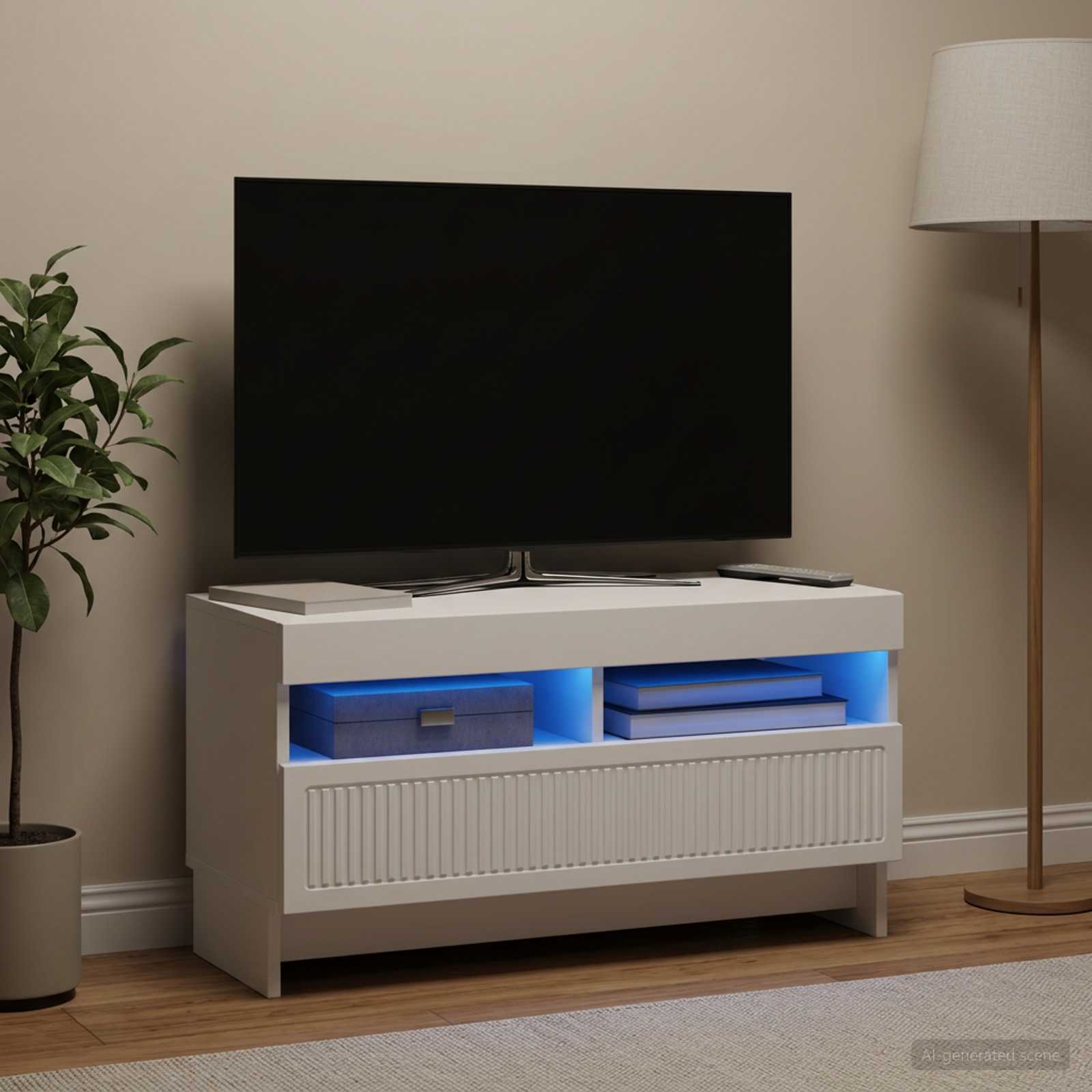 vidaXL LED TV Cabinet White Engineered Wood 1
