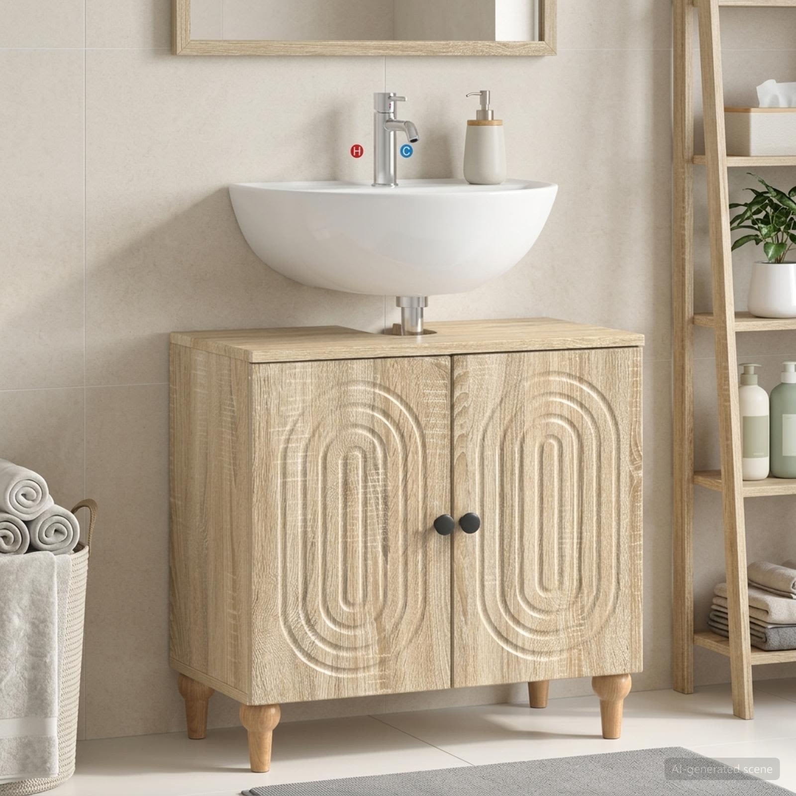 vidaXL Bathroom Sink Cabinet ALKMAAR Sonoma Oak 59.5 x 31.5x 59 cm 1