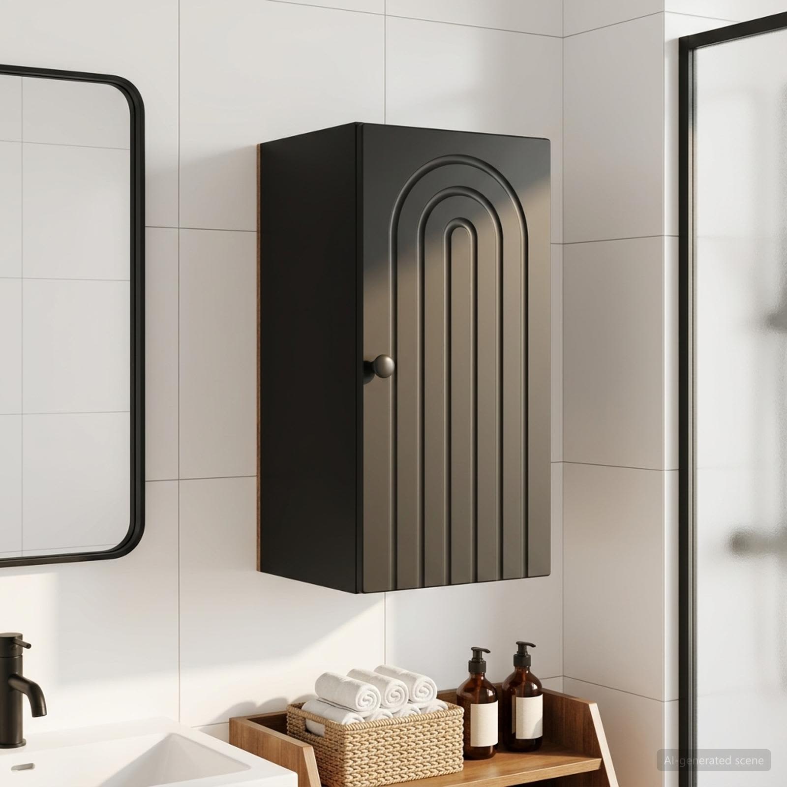 vidaXL Bathroom Wall Cabinet ALKMAAR Black 30 x 31 x 59 cm 1