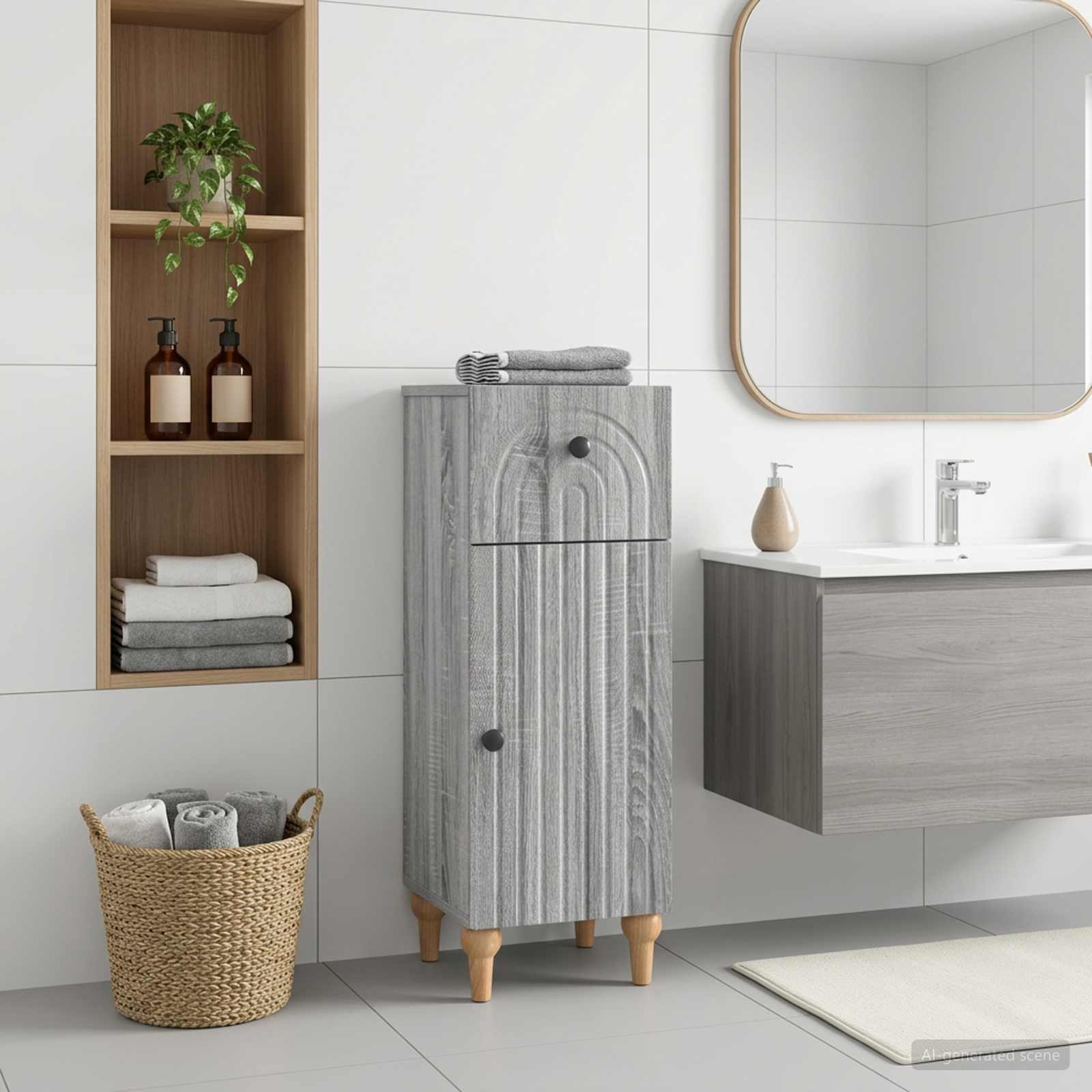 vidaXL Bathroom Storage Cainet ALKMAAR Grey Sonoma 30 x 31 x 80 cm 1