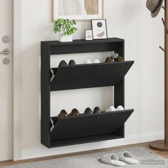 vidaXL Wall-Mounted Shoe Cabinet ALKMAAR 71 x 17 x 86 cm Black 1