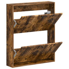 vidaXL Wall-Mounted Shoe Cabinet ALKMAAR 71 x 17 x 86 cm Smoked Oak 3