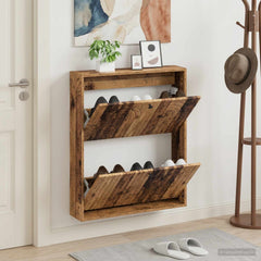 vidaXL Wall-Mounted Shoe Cabinet ALKMAAR 71 x 17 x 86 cm Old Wood 1