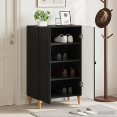 vidaXL Shoe Cabinet ALKMAAR 59.5 x 39.5 x 90 cm Engineered Wood Black 1