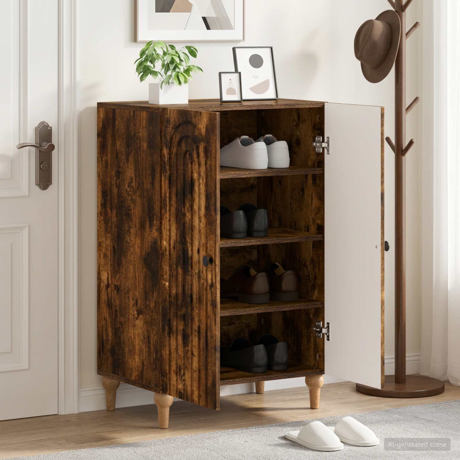 vidaXL Shoe Cabinet ALKMAAR 59.5 x 39.5 x 90 cm Engineered Wood 1
