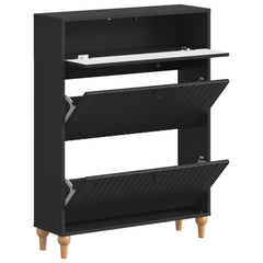 vidaXL Shoe Cabinet ALKMAAR 78 x 24 x 103 cm Engineered Wood Black 3