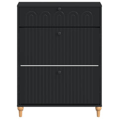 vidaXL Shoe Cabinet ALKMAAR 78 x 24 x 103 cm Engineered Wood Black 4
