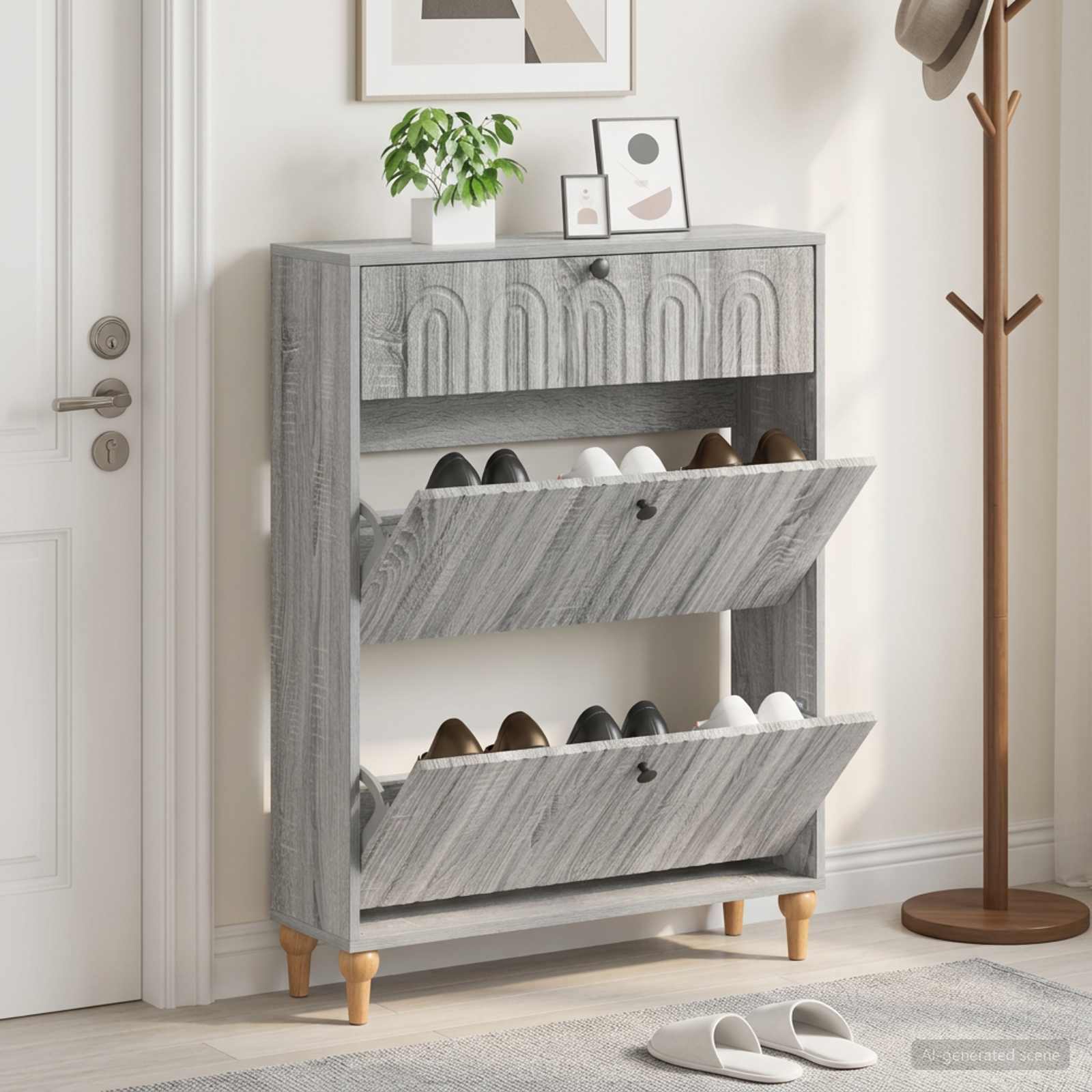 vidaXL Shoe Cabinet ALKMAAR 78 x 24 x 103 cm Engineered Wood 1