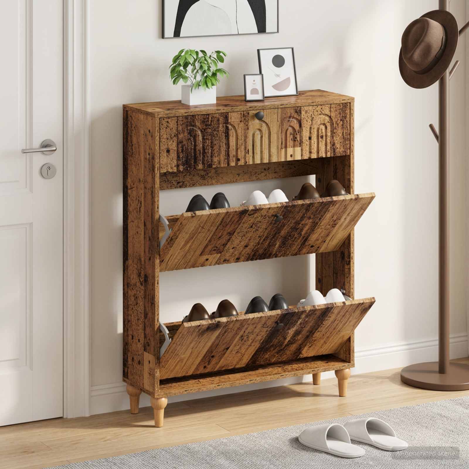 vidaXL Shoe Cabinet ALKMAAR 78 x 24 x 103 cm Engineered Wood Old Wood 1