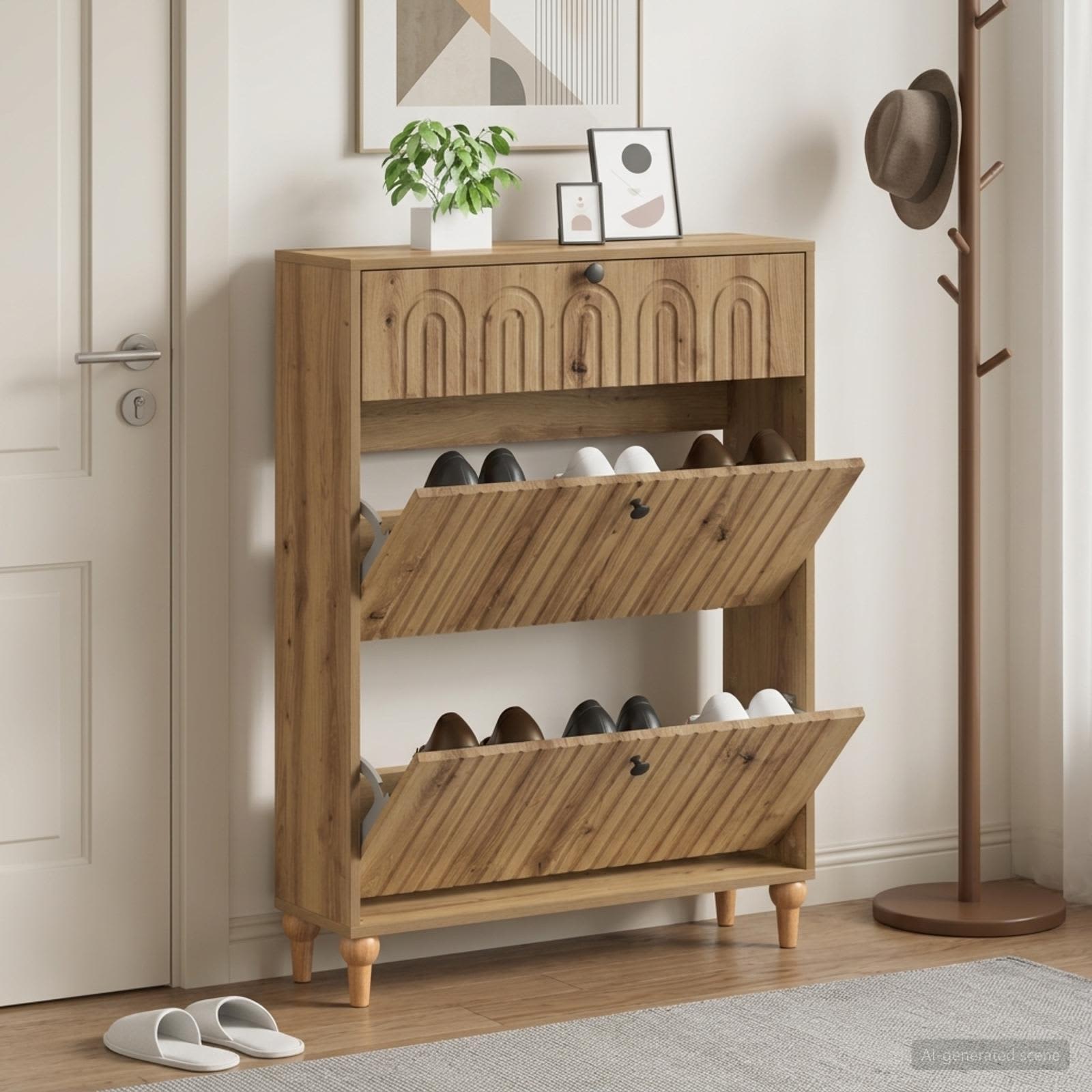 vidaXL Shoe Cabinet ALKMAAR 78 x 24 x 103 cm Engineered Wood 1