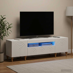 LED TV Cabinet ALKMAAR 153 x 35 x 43 cm White