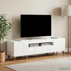 LED TV Cabinet ALKMAAR 153 x 35 x 43 cm White
