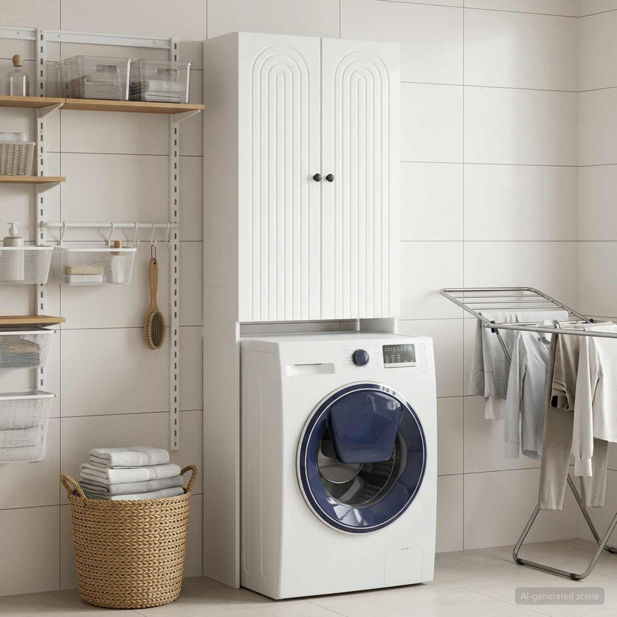 Toilet Cabinet ALKMAAR 66 x 25.5 x 190 cm High gloss white