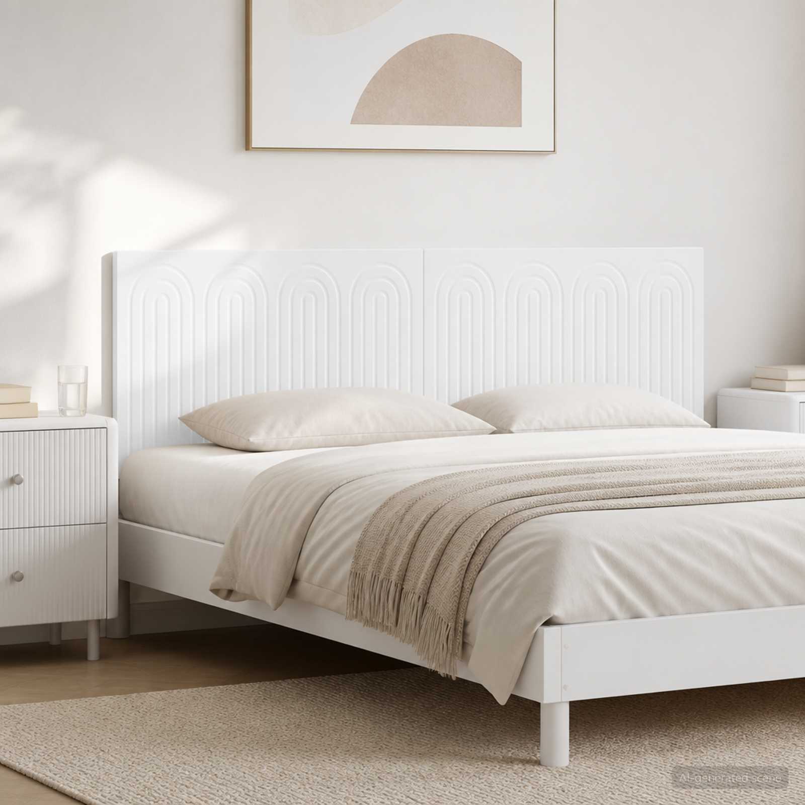 vidaXL Wall-Mounted Headboard ALKMAAR White Engineered Wood 1