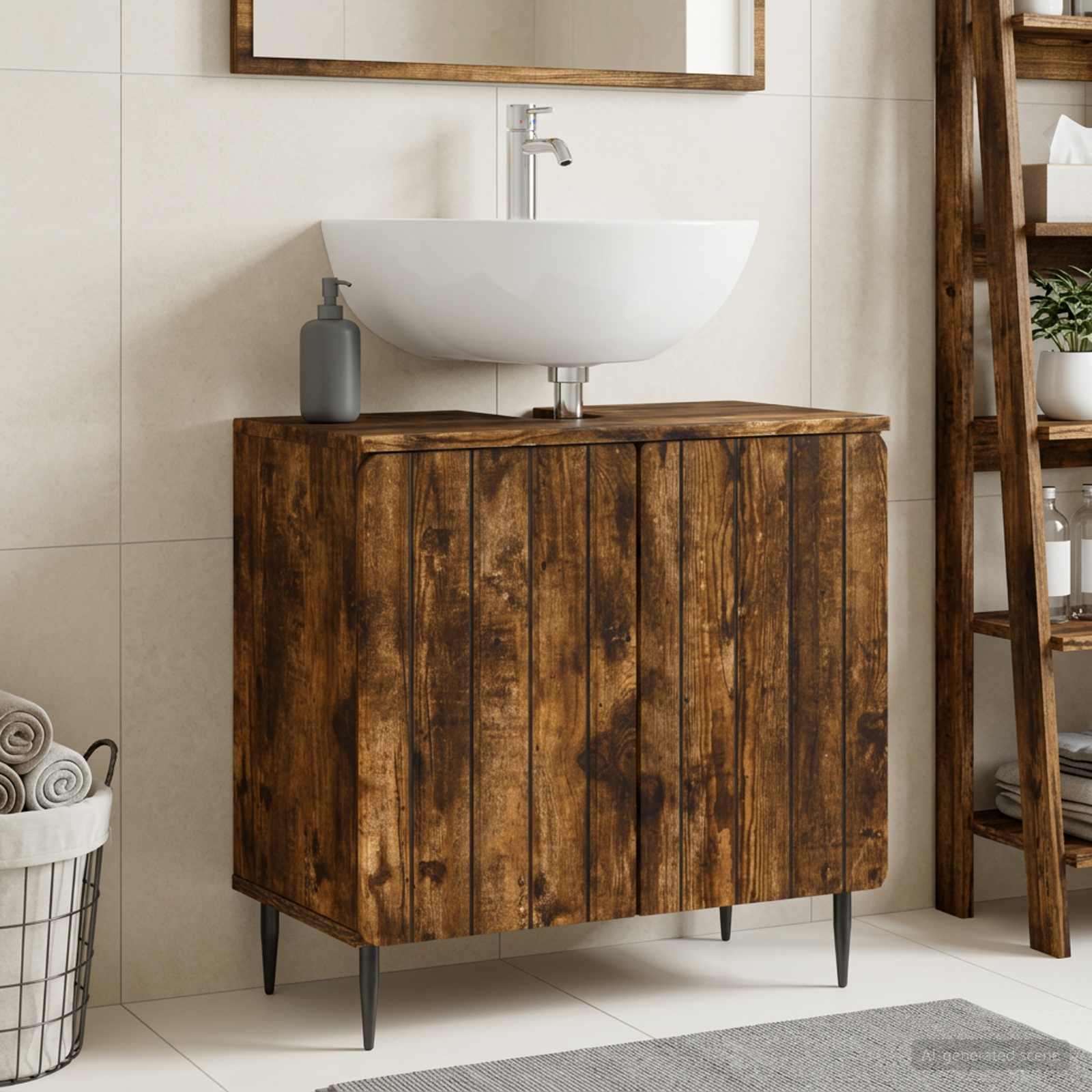vidaXL Bathroom Sink Cabinet ZWOLLE Smoked Oak 59.5 x 31.5x 59 cm 1