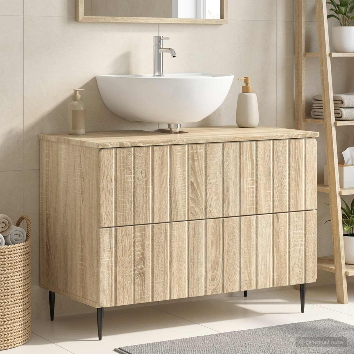 Bathroom Sink Cabinet ZWOLLE 82 x 41x 58.5 cm Sonoma oak