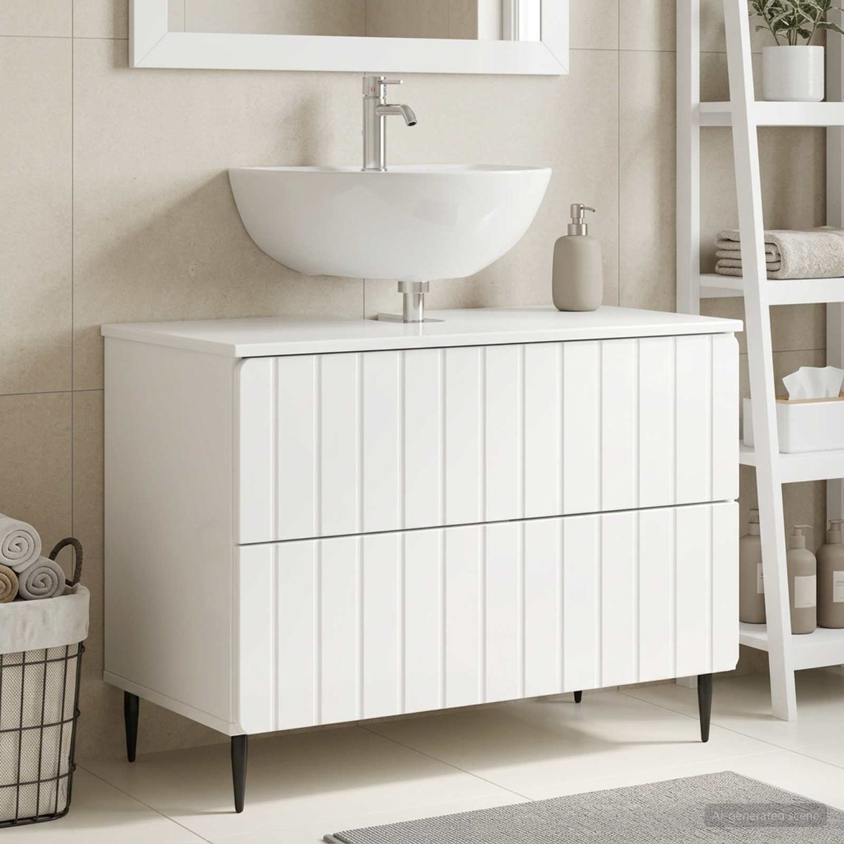 Bathroom Sink Cabinet ZWOLLE 82 x 41x 58.5 cm High gloss white