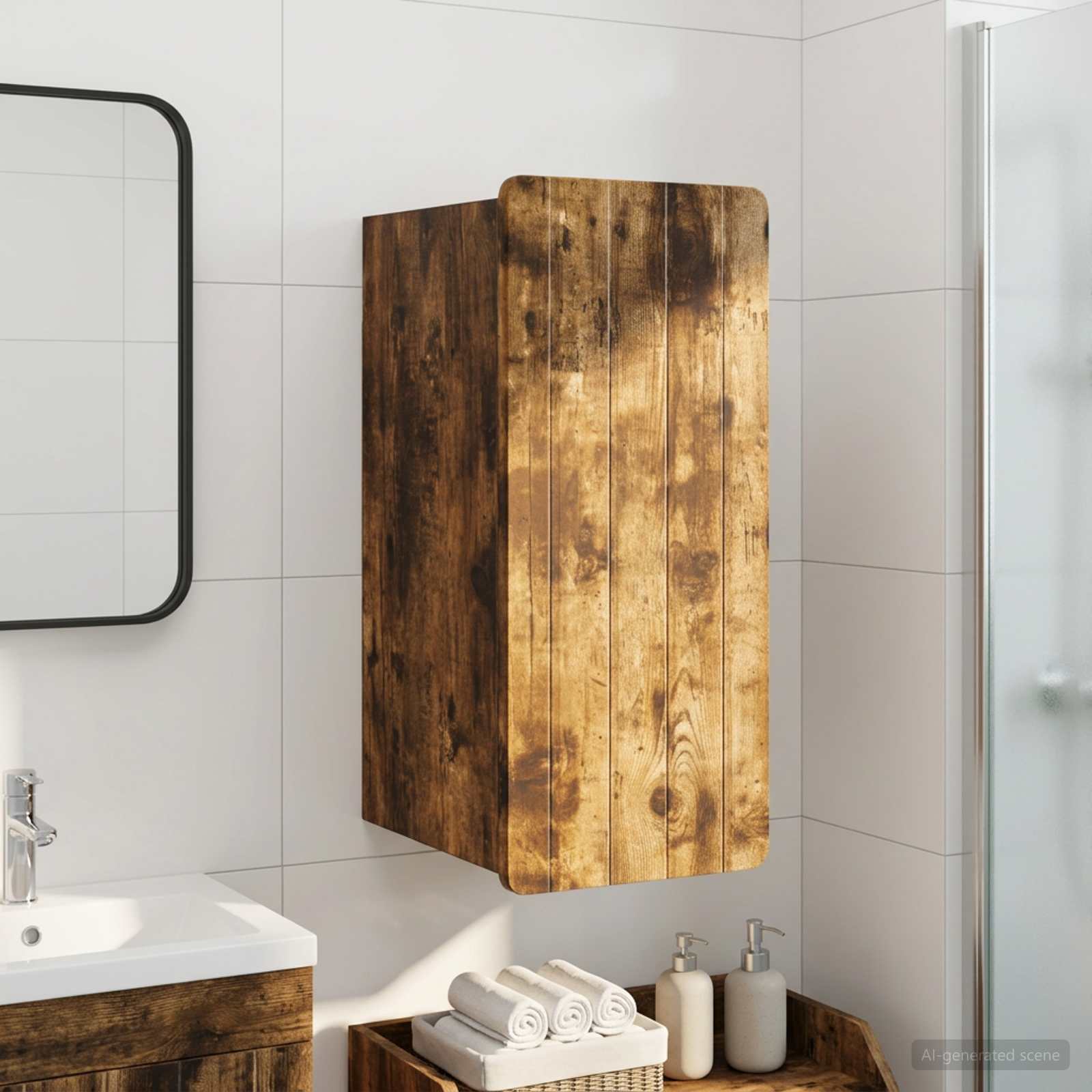 vidaXL Bathroom Wall Cabinet ZWOLLE Smoked Oak 30 x 31 x 63 cm 1