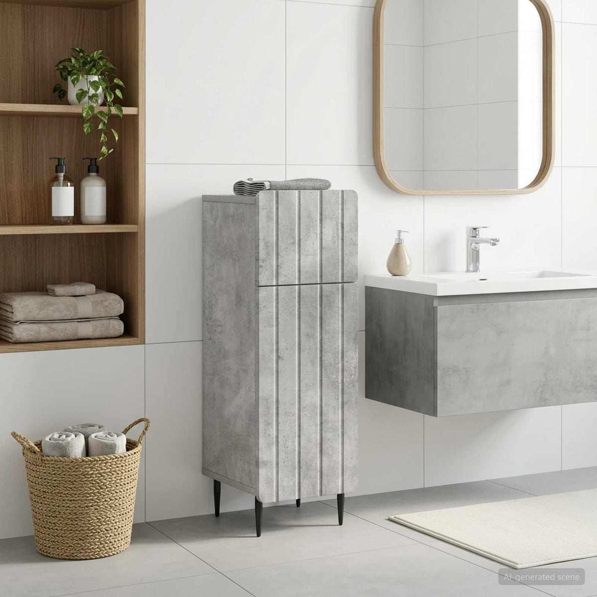 Bathroom Storage Cainet ZWOLLE 30 x 31 x 79.5 cm Concrete grey