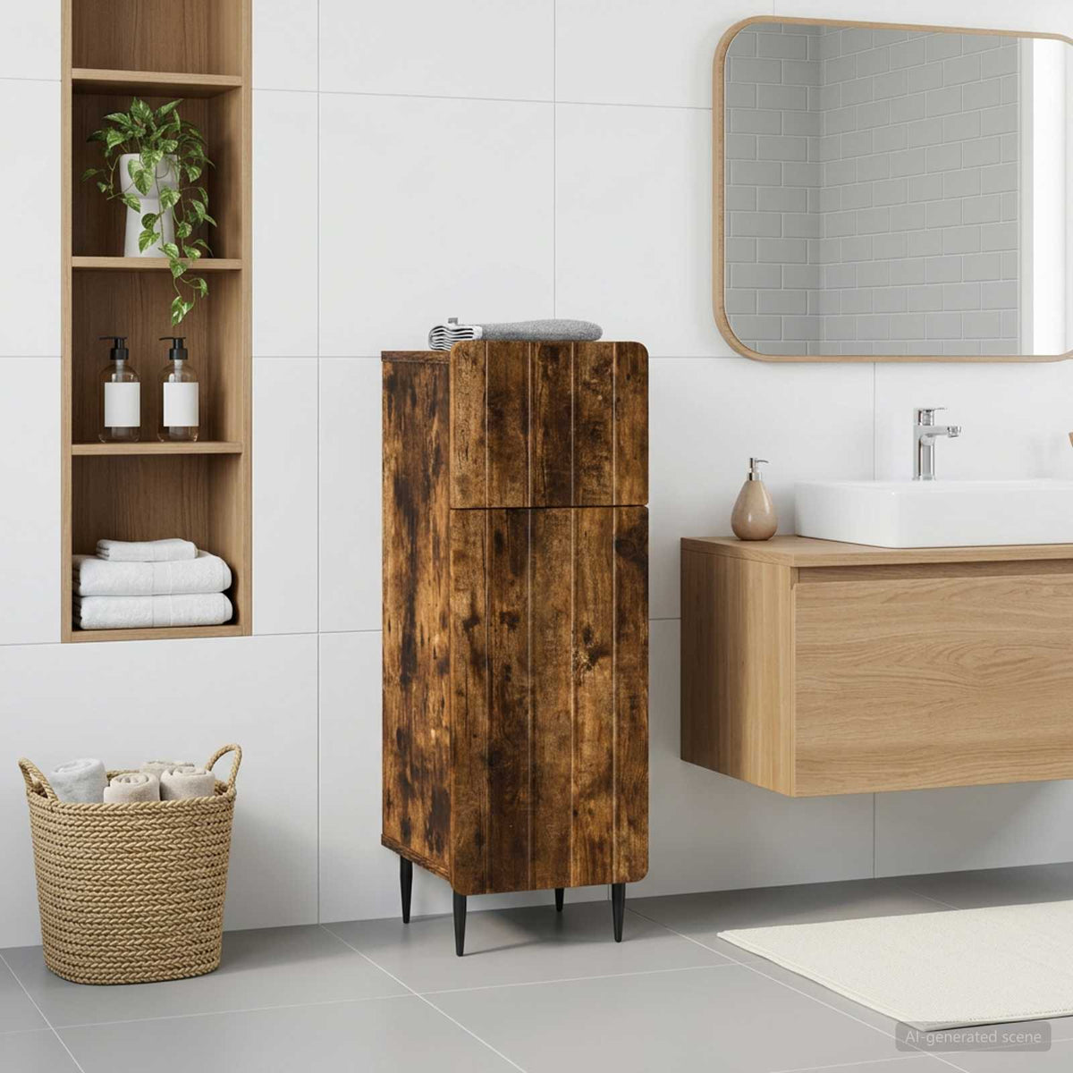 Bathroom Storage Cainet ZWOLLE 30 x 31 x 79.5 cm Smoked oak