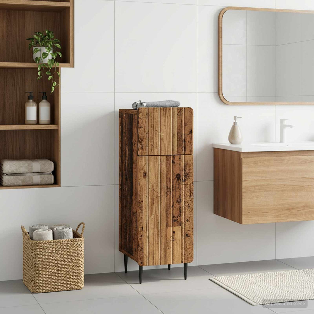 Bathroom Storage Cainet ZWOLLE 30 x 31 x 79.5 cm Old wood