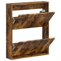 vidaXL Wall-Mounted Shoe Cabinet ZWOLLE 71 x 17 x 86 cm Smoked Oak 3