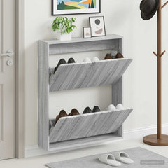 vidaXL Wall-Mounted Shoe Cabinet ZWOLLE 71 x 17 x 86 cm Grey Sonoma 1