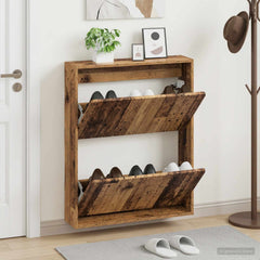 vidaXL Wall-Mounted Shoe Cabinet ZWOLLE 71 x 17 x 86 cm Old Wood 1