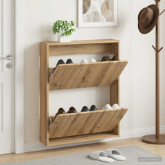 vidaXL Wall-Mounted Shoe Cabinet ZWOLLE 71 x 17 x 86 cm Artisan Oak 1
