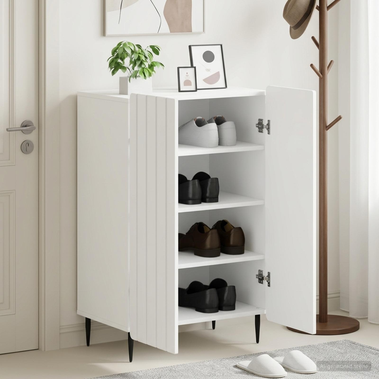 vidaXL Shoe Cabinet ZWOLLE 59.5 x 39.5 x 91.5 cm Engineered Wood White 1