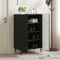 vidaXL Shoe Cabinet ZWOLLE 59.5 x 39.5 x 91.5 cm Engineered Wood Black 1