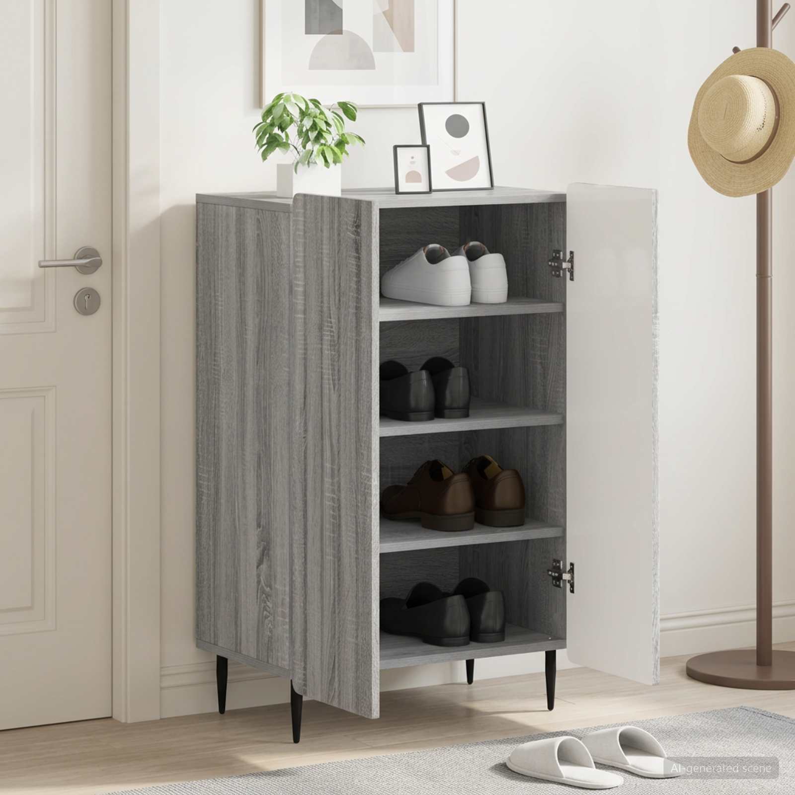 vidaXL Shoe Cabinet ZWOLLE 59.5 x 39.5 x 91.5 cm Engineered Wood 1