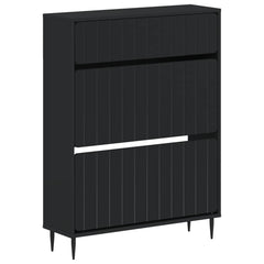 vidaXL Shoe Cabinet ZWOLLE 78 x 24 x 103 cm Engineered Wood Black 2