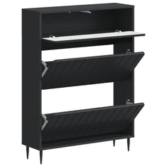 vidaXL Shoe Cabinet ZWOLLE 78 x 24 x 103 cm Engineered Wood Black 3