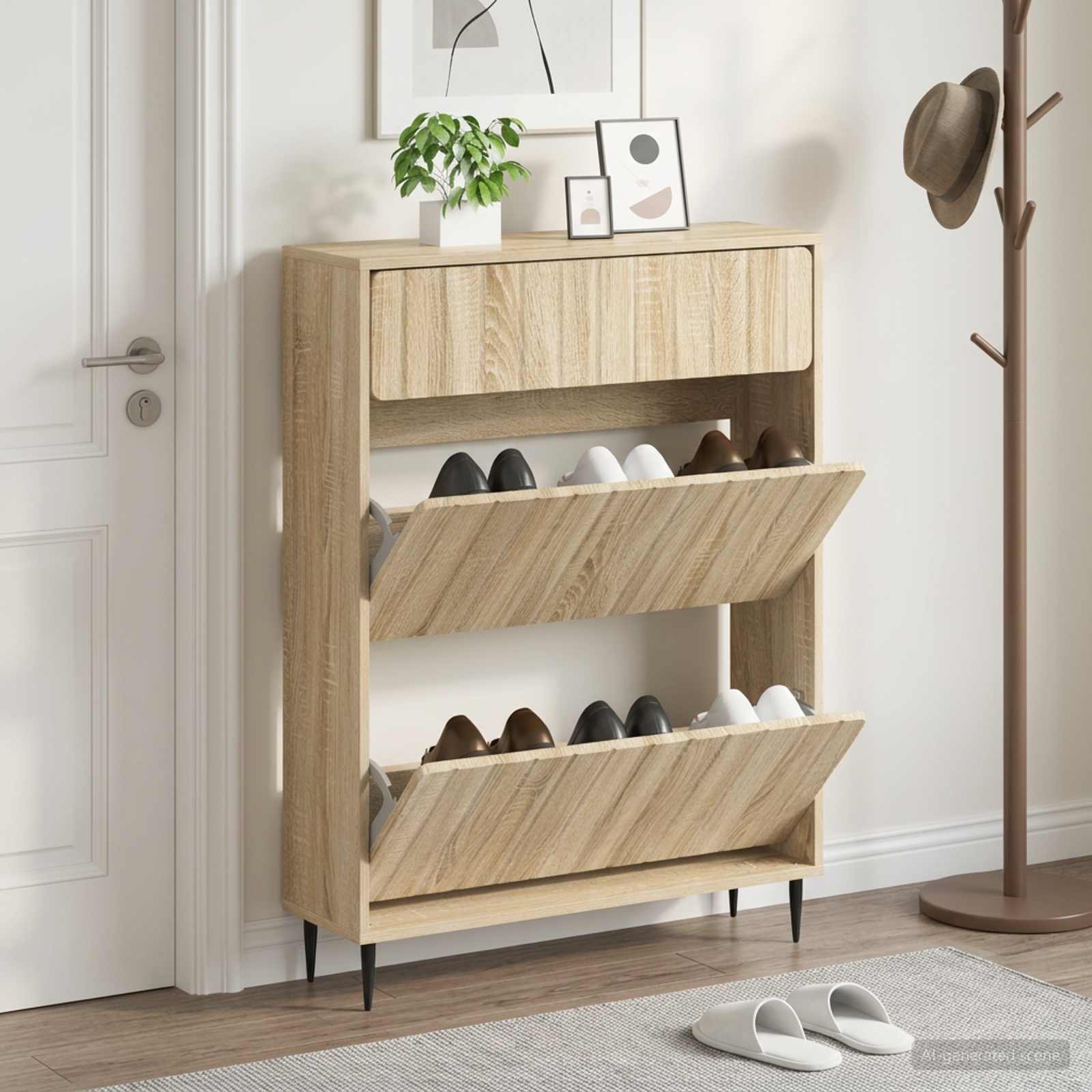 vidaXL Shoe Cabinet ZWOLLE 78 x 24 x 103 cm Engineered Wood Sonoma Oak 1