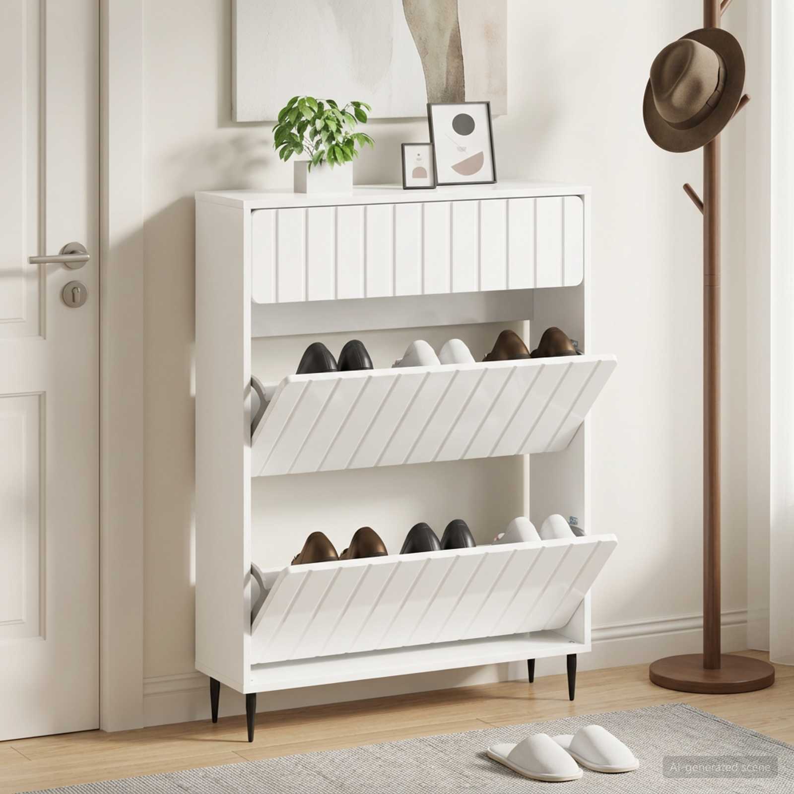 vidaXL Shoe Cabinet ZWOLLE 78 x 24 x 103 cm Engineered Wood 1