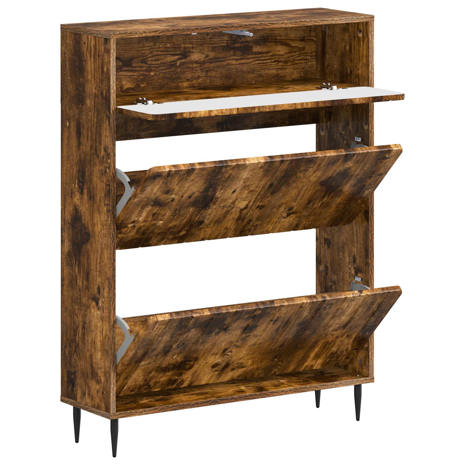 vidaXL Shoe Cabinet ZWOLLE 78 x 24 x 103 cm Engineered Wood Smoked Oak 3