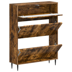 vidaXL Shoe Cabinet ZWOLLE 78 x 24 x 103 cm Engineered Wood Smoked Oak 3